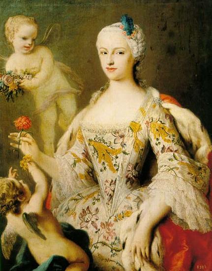 Jacopo Amigoni infanta of Spain, daughter of King Philip V of Spain and of his wife, Elizabeth Farnese, and Queen consort of Sardinia as wife of King en:Victor Amade oil painting image
